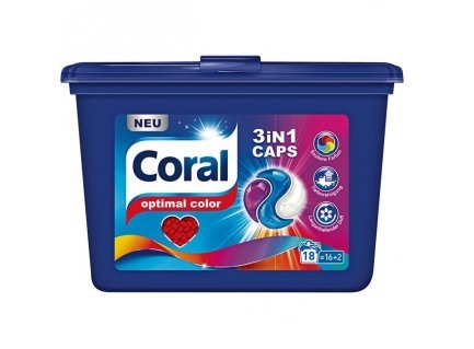 Coral Gelové kapsle na praní barevného prádla 3v1, 18 dávek - originál z Německa